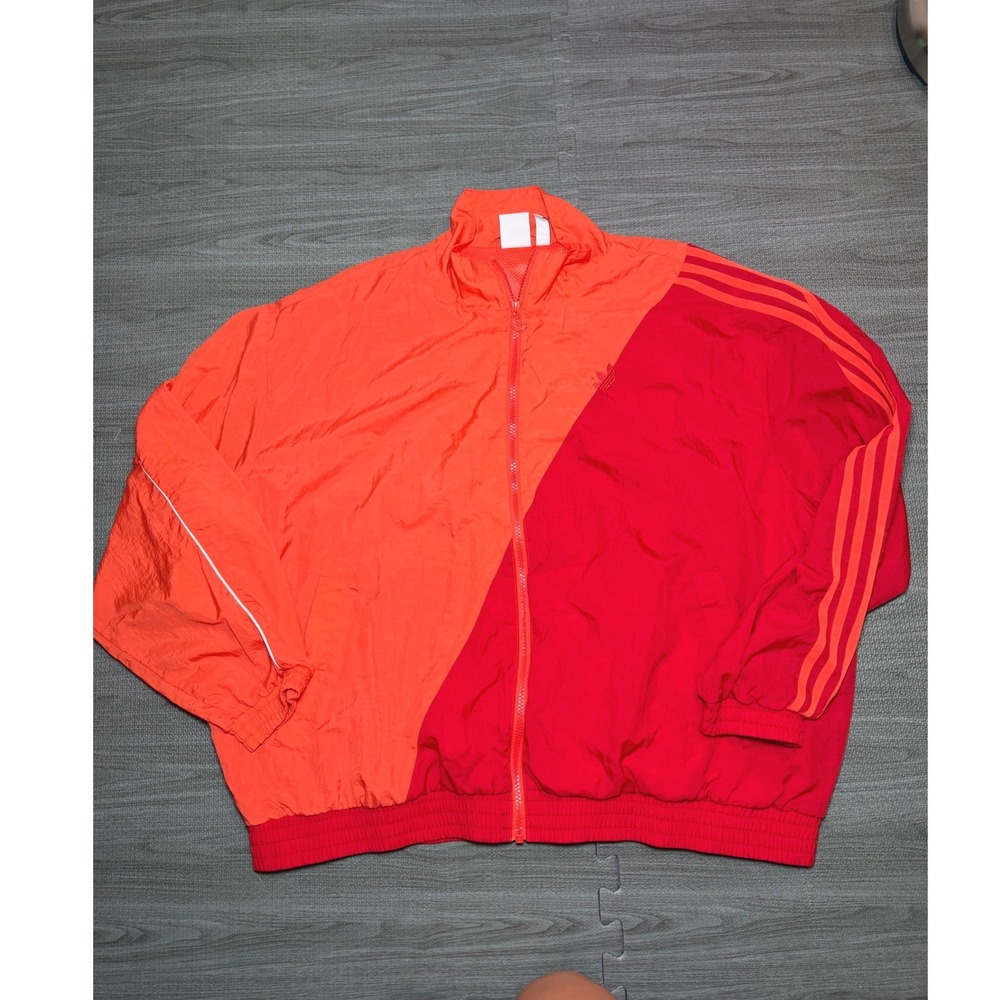 Adidas Originals Primegreen Windbreaker Jacket Orange Red Colorblock XL Womens